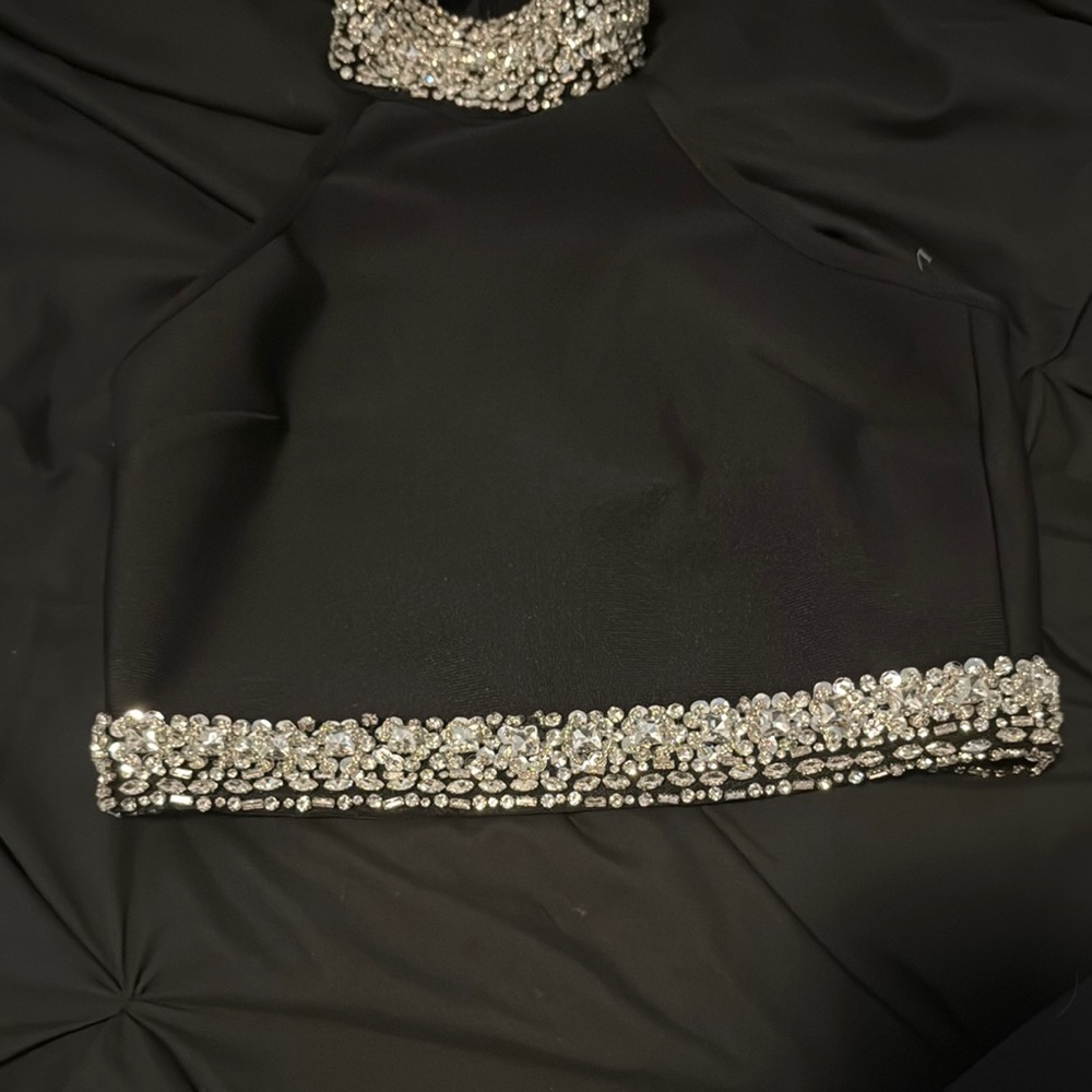 Black Halter Top with Silver Sequin Accents - Picture 3 of 4